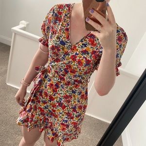 Misguided floral mini dress with tie
